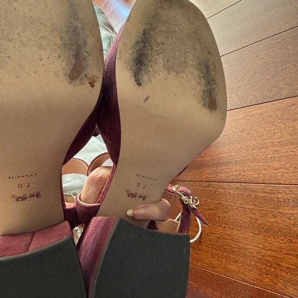 Coach Burgundy Suede Platform Heels - Picture 4 of 6